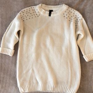 Embellished cream sweater